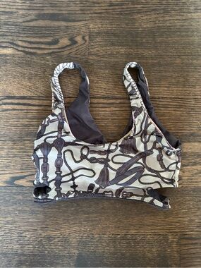 Maaji Cream & Brown Printed Scoop Sports Bralette